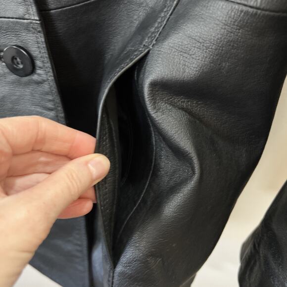 Worthington Womens Leather Jacket Se L Black Minimalist Capsule Wardrobe Classic - Picture 3 of 10